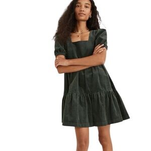 Madewell Corduroy Aidy Square Neck Tiered Mini Dress